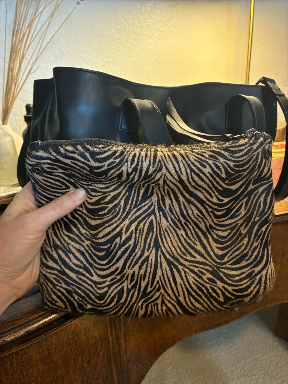Classic Black Leather Bag - Able